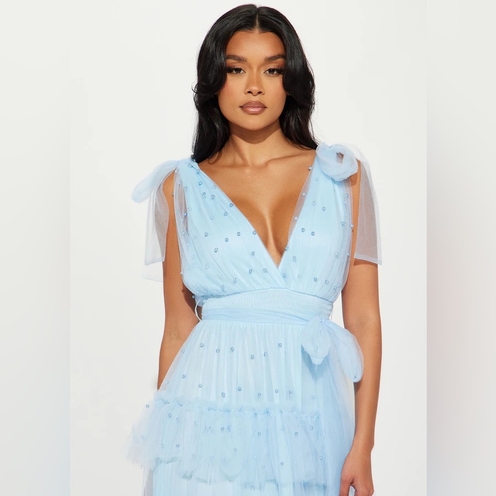 Embellished Tulle Maxi Dress, Size S